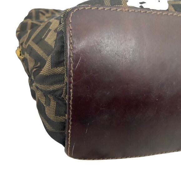 Authentic FENDI  “Zucca Canvas Tote Bag”. Unlined with leather bottom & straps - Picture 8 of 16